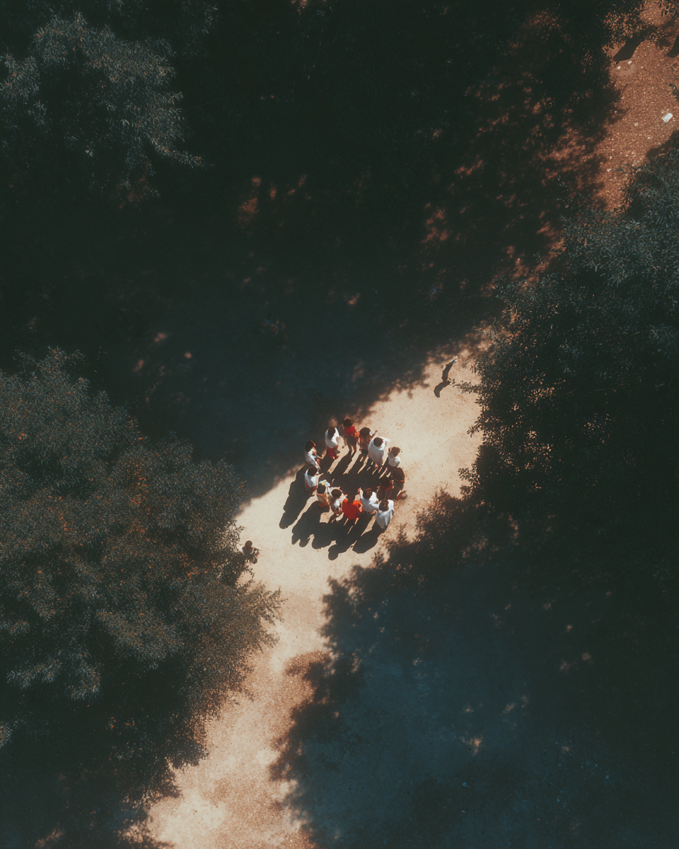 Community gathering in a park